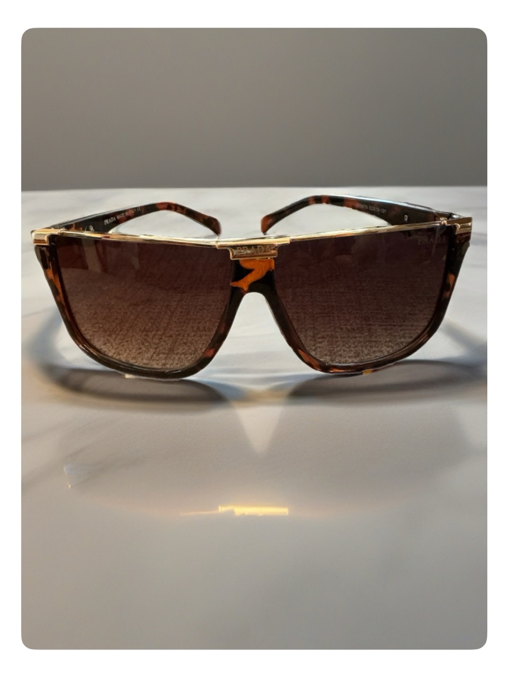 Prada Tortoiseshell Brown Sunglasses Temple Arm